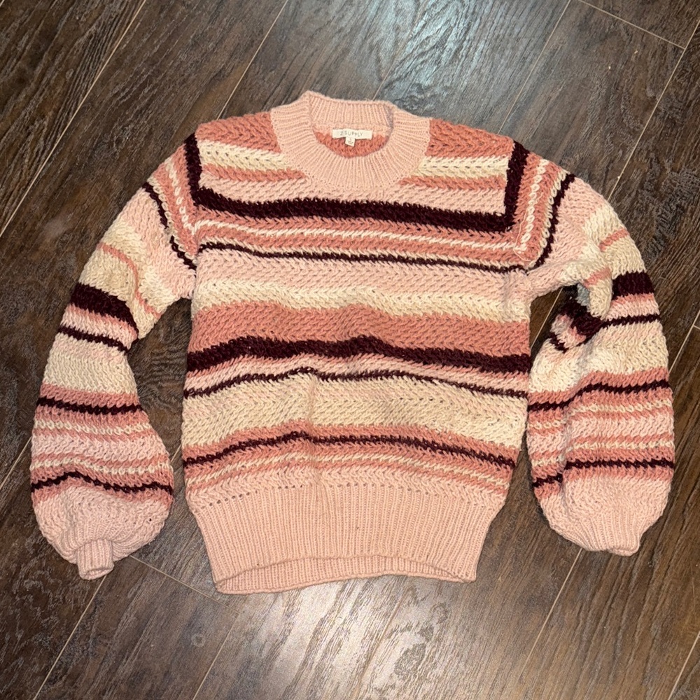 Striped Pink and Cream Sweater